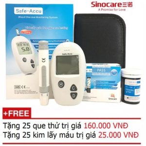 Máy Đo Đường Huyết Sinocare Safe Accu (25 Que Và 25 Kim)